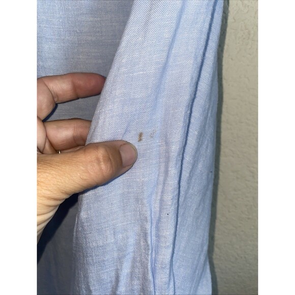 Brooks Brothers 346 Shirt Men Blue 100% Linen Button Down Long Sleeve M Luxury - Picture 8 of 9